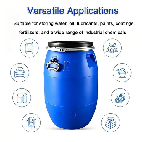Built Tough As Nails Sealed Plastic Drum With Lid For Shipping And Storage 30L 50L 60L 65L HDPE Industrial Chemical Barrel