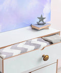 Dresser with Antique Brass Cabinet Knobs 6 Pack Set, zinc alloy drawer pull, featuring a classic retro look, single hole mount.