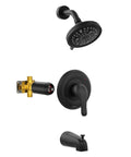 Matte Black 9 Setting Rain Shower Head Tub And Shower Faucet Set With Single Handle Valve Trim Kit Upgrade Your Bath
