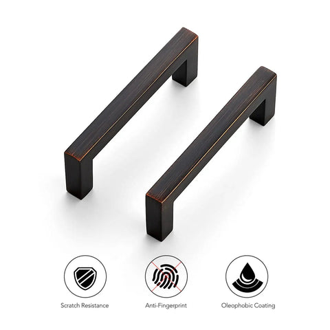 30 Pack Solid 3 Inch Center To Center Slim Square Bar Drawer Handles In Oil Rubbed Bronze with scratch resistance icons