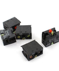 Five Pack Momentary Push Button Switch With Auxiliary Contact Block NC SPST 600V 10A, scattered view on white background