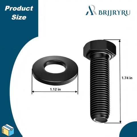3 Pack Hex Head Blade Bolt And Washer Kit 26-0671 3290-465 OEM Replacement For Lawn Mowers And Tractors Keeps Your Mower Running Smooth And Tough With Precise Blade Shaft Fit Across Dozens Of Models. Black bolt and washer size chart, 1.74 in bolt and 1.12 in washer