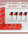 Two Pro Grade 90 Degree Positioning Squares Right Angle Clamps For Woodworking with adjustable fixed blocks and screws