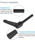 Clamping Lever Handles M8 By 60mm Male Thread Adjustable Quick Release Locking Rotating Bolt Knobs Black For Lathe Machinery Two Piece Set Beefy Grip And Secure Lock Wide Applications threaded stud detail