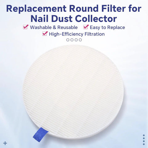2 Pack Nail Dust Collector Filter Replacements Washable Reusable Filters For Nail Dust Vacuum Fan No Spill Nail Dust Collectors