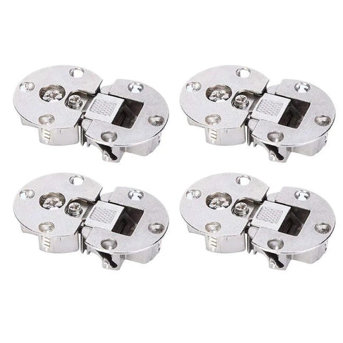 Set of four Semicircular Zinc Alloy Cabinet Hinges, Concealed 90 Degree Flip Door Hinge, Ultra Quiet Soft Close for 22 Lb Load Capacity