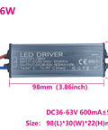 Outdoor Waterproof LED Driver Power Supply 600mA 36W, DC 36-65V Output For LED Strips And Modules, Wide 85-265V AC Input, Industrial Grade Lighting, Perfect For DIY Fixes And Home Projects, 98x30mm