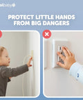 Child reaching for Outlet Cover Box For Kid Safe Child Safety Two Pack Fits Most Plugs And Cords Duplex And Decorator Electrical Plates