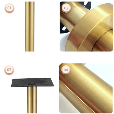 Stainless Steel Round Table Leg 6cm Diameter With Screws, Built Tough For DIY Coffee And Dining Tables, Durable Metal Footing, Gold Finish