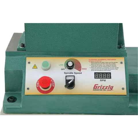 Control panel of Heavy-Duty Variable-Speed Wood Lathe Workhorse With 3 HP 220V 3-Phase, 20 Inch Swing Over Bed