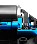 Close-up of TT02 Belt Drive RC Car Transmission Gear System With 40T And 16T Aluminum Pulleys for Tamiya 1 By 10 4WD Shaft Drive On Road RC Car