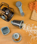 Rotary Cheese Grater Hand Crank No-Fuss Transparent Shredder Slicer Grinder With 3 Stainless Steel Blades and shredded cheese