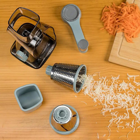 Rotary Cheese Grater Hand Crank No-Fuss Transparent Shredder Slicer Grinder With 3 Stainless Steel Blades and shredded cheese