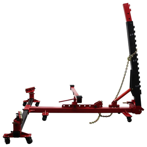 Auto Body Frame Straightener Machine With 98 kN Pulling Power And 6,600 Lbs Load Capacity, Hydraulic Car Frame Repair Rack Side View