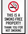 Straight Up Smoke Free Property Sign Featuring Bold No Smoking Symbol, 14 X 10 Inch Heavy Duty Rustproof Aluminum Metal Wall Yard Sign, Super Durable Indoor Outdoor Setup, Made Right In Usa.