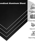 Anodized Aluminum Sheets 10 Pcs Black 7 By 5 By 1 Thirty Second Inch 0.8mm Blanks for Engraving with Features and Icons Displayed