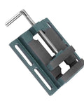 Jelquix 1pc Heavy Duty Cast Iron Drill Press Vise With Four Inch Jaw Opening And Heightened Widened Jaws, showcasing a stable clamp design.