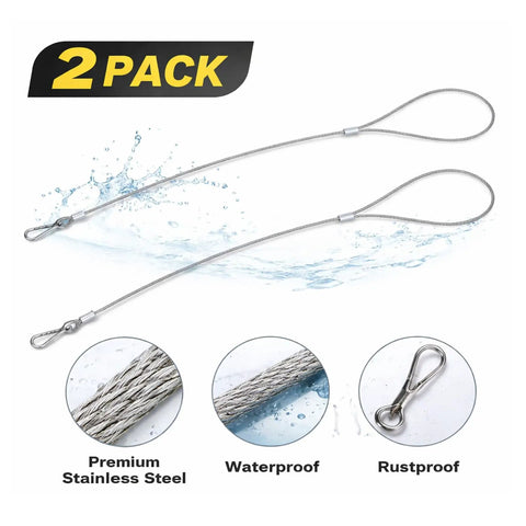 2 Pack Heavy Duty Gate Latch Cables Made From Stainless Steel Rust Proof Gate Opener Cords for Outdoor Wooden Fences