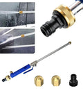 Hydro Nozzle Hose Sprayer With Jet And Mist Modes Heavy Duty Metal Body shown with hose attachments and spray modes.