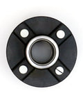 Front view of UCUT trailer hub assembly kit; black 4-bolt hub on a 4-inch circle with bearing in center.
