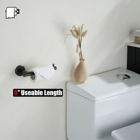 Oil Rubbed Bronze Stainless Steel Bathroom Hardware Set Five Piece Wall Mount Kit with toilet paper holder in use