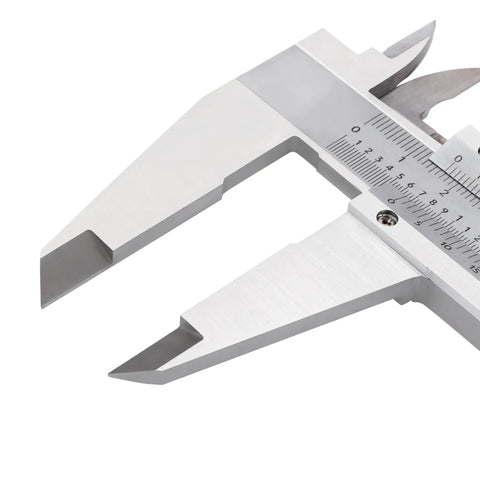 6 Inch Vernier Caliper Stainless Steel With Fine Adjustment 0.02 mm Graduation 0.03 mm Accuracy close-up on measurement jaws
