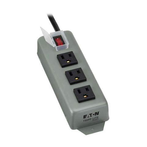 3-Outlet Heavy Duty Power Strip With Metal Housing, Mountable Wall Or Under Desk, 9 Ft Cord, On Off Switch Cover, Ideal For Garage Shop