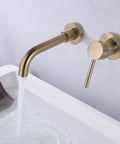 Wall Mount Bathroom Faucet In Brushed Gold With Single Handle And Brass Rough In Valve Solid Brass Construction cUPC Certified view