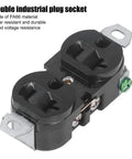 Heavy Duty Industrial Duplex Power Outlet 20 Amp 125 Volt Double Wall Socket for Stove Dryer Generator with PA66 black shell.