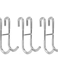 Three Pack No Drill Frameless Shower Door Hooks For Towels And Squeegees, Silver Finish With Anti Scratch Rubber Pads, Quick Clip On To Glass Doors