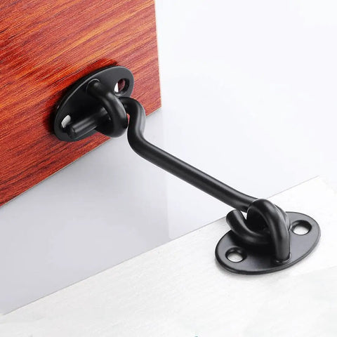 Heavy Duty Sliding Barn Door Hardware Kit Includes Two Premium 3 Inch Steel Hook And Eye Latch on wooden surface with smooth finish.