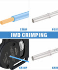 DC02 8 Piece Wire Crimp Kit For Deutsch Connectors And Weather Pack Terminals demonstrating crimping steps