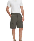 Men's Hiking Cargo Shorts 9 Inch Stretch Quick Dry Lightweight Outdoor Work Shorts With Six Pockets For Travel Camping Golf And Fishing Dark Gray All Day Comfort worn by model