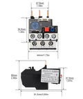 JR28-D3 Thermal Overload Relay For Electric Motors, front and side view with dimensions, 9-13A phase break protection, 690V
