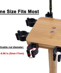 Close-up of bamboo base with soft ring protectors on Eight Rod Floor Stand For Fishing Poles Bamboo Base Storage Rack.