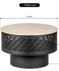 26 Inch Wood Burning Fire Pit Table With Grill And Lid For Backyard BBQs And Bonfire Nights, Outdoor Fire Pit