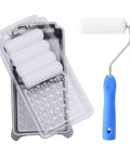 4 Inch Foam Paint Roller Kit with 8 Pack Covers, Frame, Tray, Liner for Smooth Flat Surface Finishes, Mess Free Cleanup