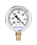 Glycerin Filled Two Point Five Inch Dial Pressure Gauge With Stainless Steel Case And Brass Wetted Parts Lower Mount Quarter Inch NPT