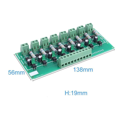 8 Channel Optocoupler Isolation Module For AC 110V And 220V, PNP High Level Output with dimensions 138x56x19 mm