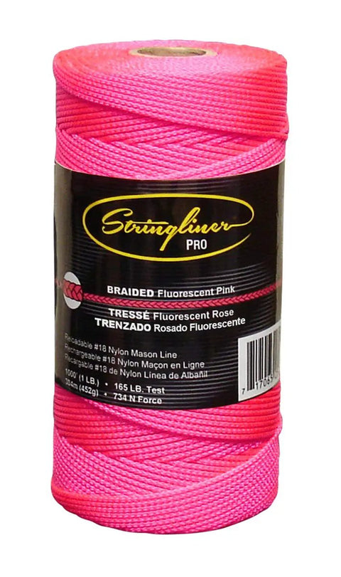 Pink 1000 Foot Braided Mason Line Replacement Roll Six Pack Nylon 18 With 165 Lb Strength for masonry and landscaping