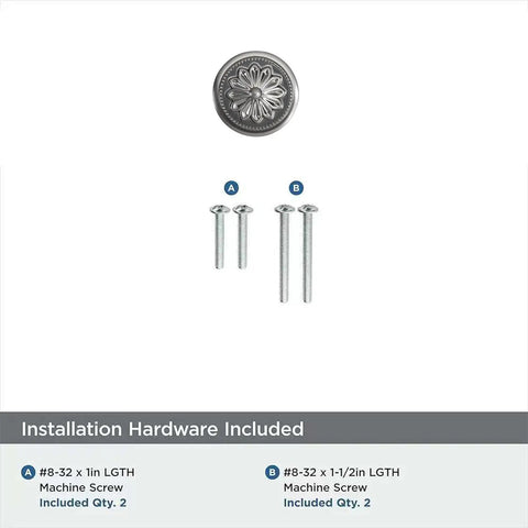 10 Pack 2.5 Inch Brushed Satin Nickel Cabinet Knobs with Backplates shown with screws for installation