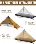 3 in 1 Ultralight One Person Tent For Backpackers And Hikers, Weighs About Two Pounds, Quick Setup Ground Bivy Shelter With Waterproof Nylon