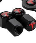 Tesla Model 3 S X Y Tire Valve Stem Caps Matte Black Aluminum With Rubber O Rings Leakproof Valve Covers Car Accessories 4 Pack