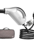 Sick Level One Portable Charger For Tesla Models, 120V 15A EVSE with 25-foot coiled cable and carry bag.