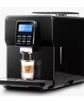 Commercial Automatic Coffee Machine With Built In Grinder For Office Use, featuring a cup being filled, side view