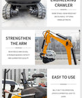 1 To 3 Ton Hydraulic Mini Excavator For Farm Work And Yard Projects, focus on crawler tracks, hydraulic arm, and control panel