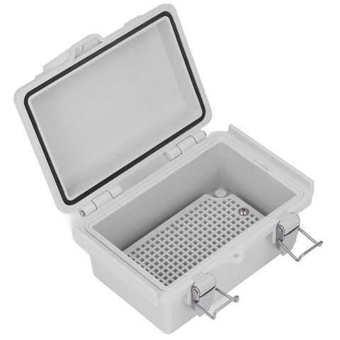 Open Rugged ABS Electrical Enclosure With Hinged Cover And Stainless Steel Latches For Indoor And Outdoor Industrial Use 100x150x70mm