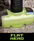 Close-up of hi-vis flat head of Heavy Duty Mechanics Hammer Kit With 4 Lb Sledge, 32 Oz Ball Pein, 2 Lb Cross Pein, steel core handle.