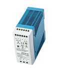 Rugged 60W DIN Rail Power Supply 48V 1.25A With Ultra Wide 85-264VAC Or 120-370VDC Input Class I Div 2 T4 Hazardous Location Certified Industrial Automation Power Solution For Fluctuating Mains, blue and white DIN rail unit