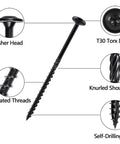 Diagram of Heavy Duty 14 By 5 Lag Screws For Exterior Wood Decks And Timber with washer head and T30 Torx drive details.
